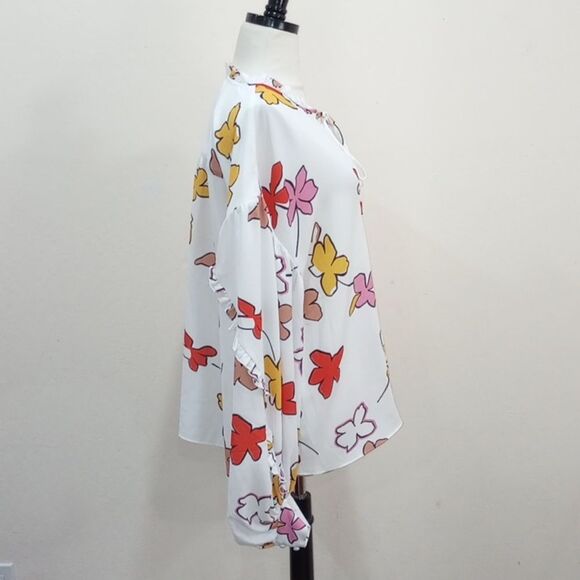 Ted Baker London Thurso Floral Print Stretch Woven Balloon Sleeve Blouse Size 4 - Picture 8 of 15